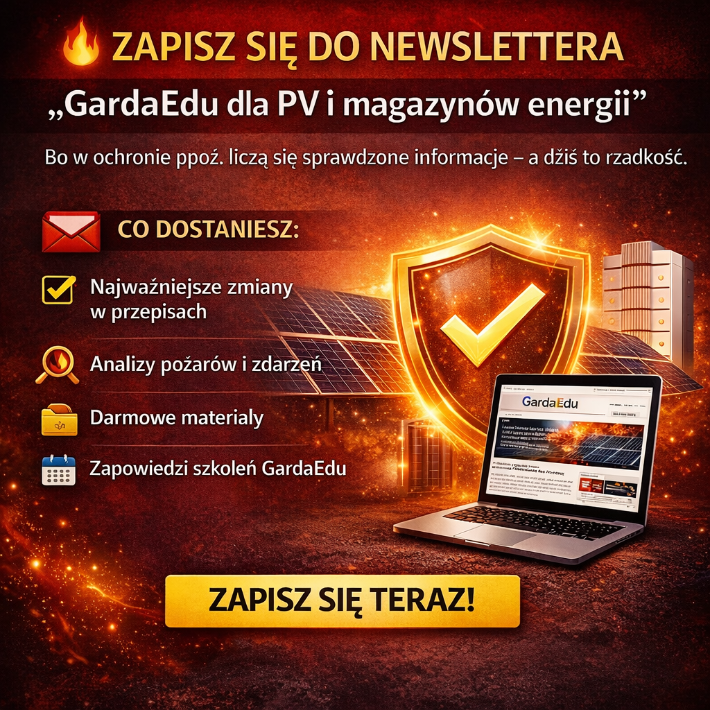 Newsletter ppoż. dla PV i magazynów energii